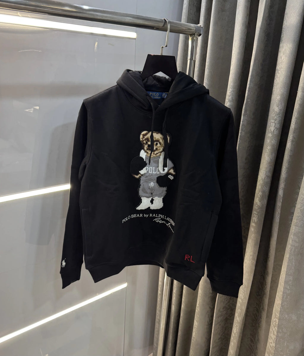 Ralph  Lauren Black Teddy Edition Embroidery Logo Imported Hoodie