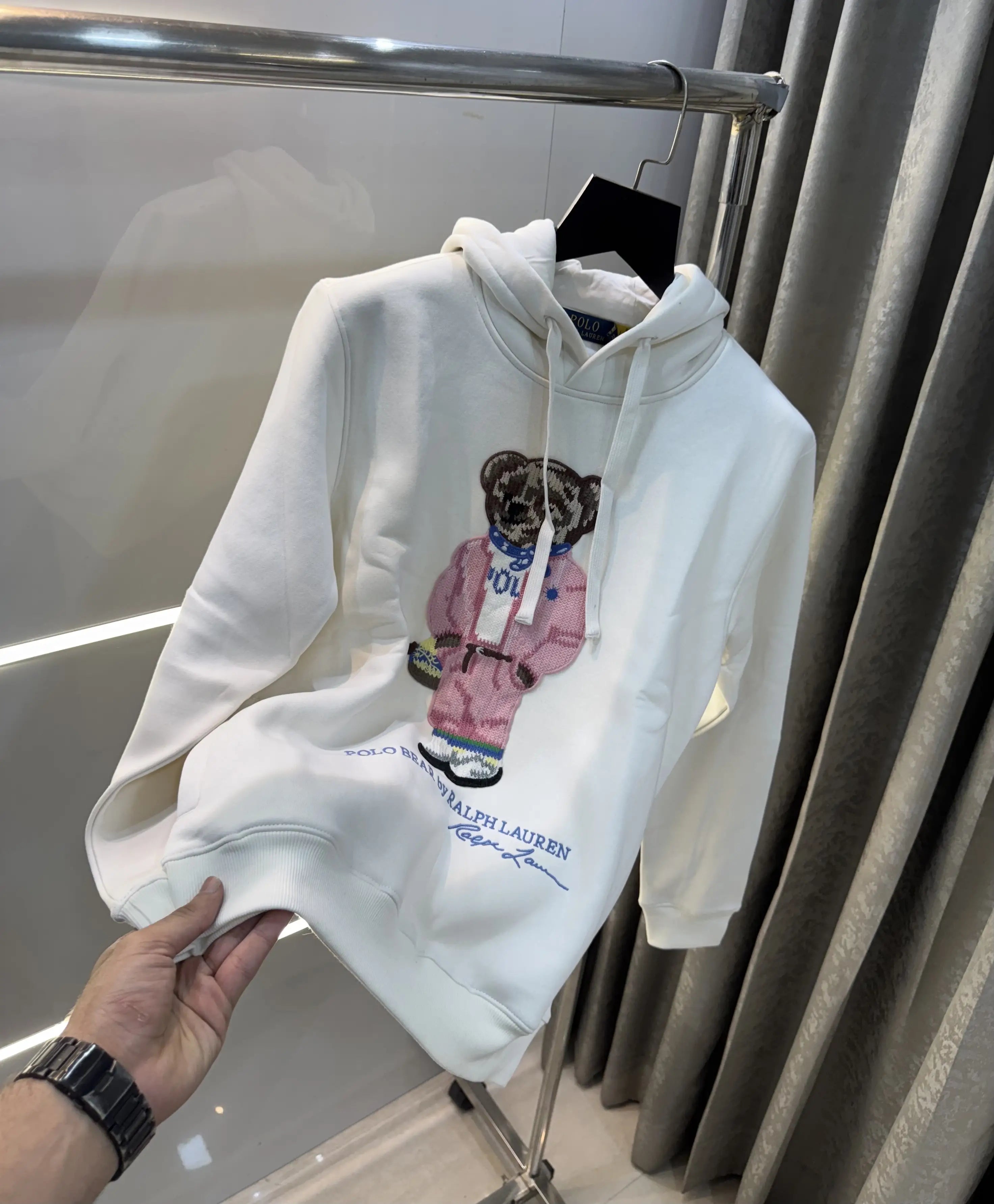 Ralph  Lauren White Teddy Edition Embroidery Logo Imported Hoodie