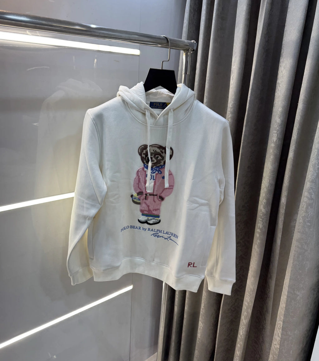 Ralph  Lauren White Teddy Edition Embroidery Logo Imported Hoodie