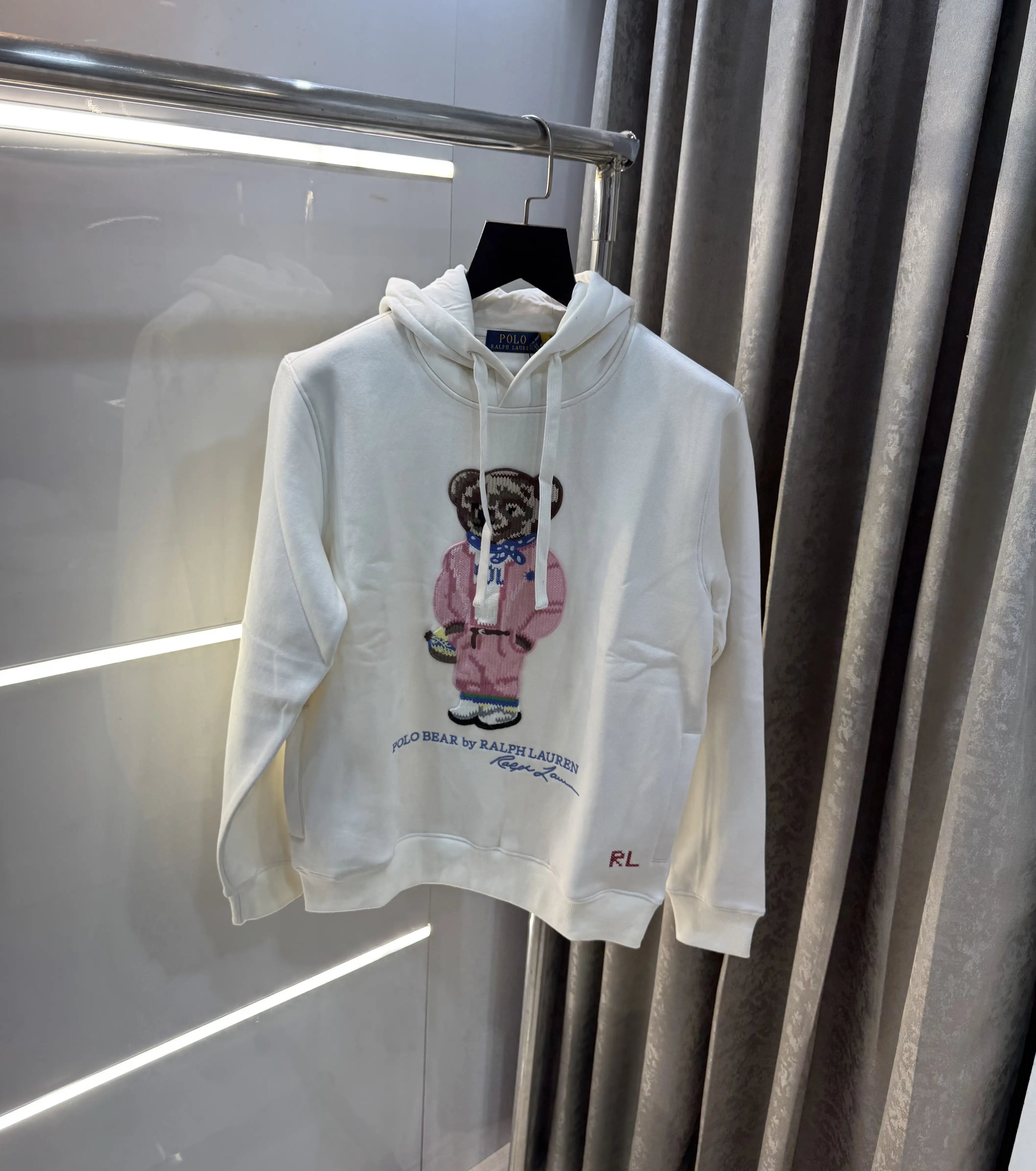 Ralph  Lauren White Teddy Edition Embroidery Logo Imported Hoodie
