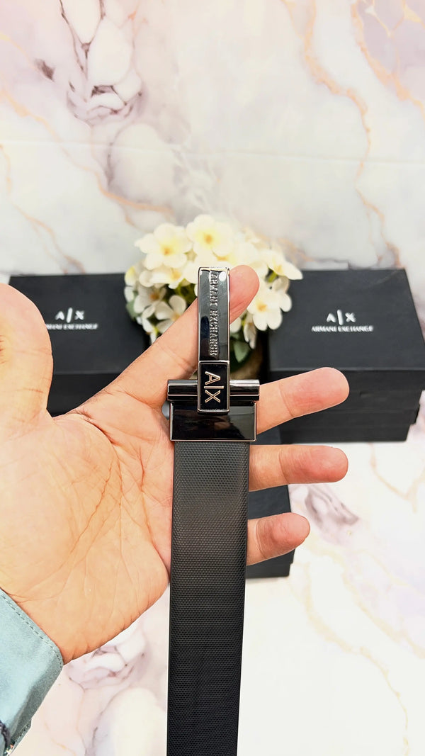 A_X ARMANI EXCHANGE PREMIUM QUALITY IMPORTED REVERSIBLE BELT WITH OG BOX AX-510