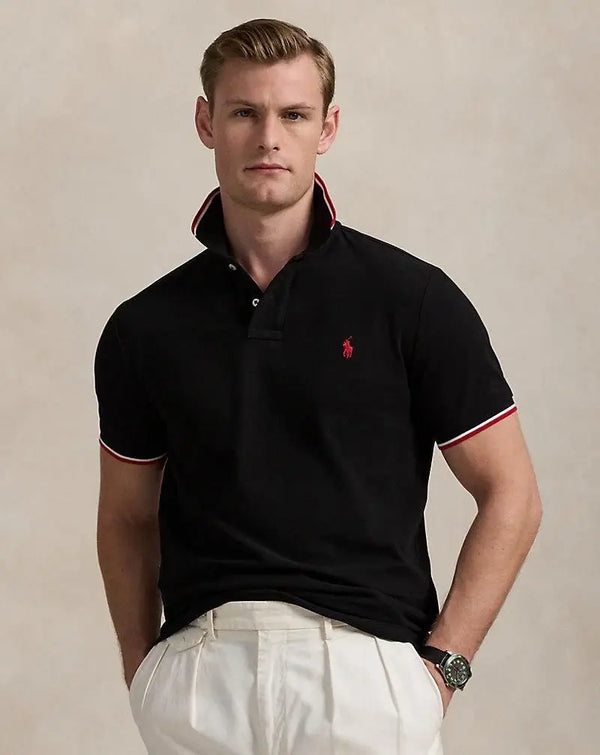 Ralph  Lauren Black Embroidery Logo Premium Polo T-Shirt