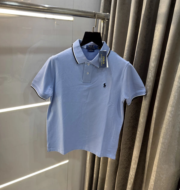 Ralph  Lauren Sky Blue Embroidery Logo Premium Polo T-Shirt