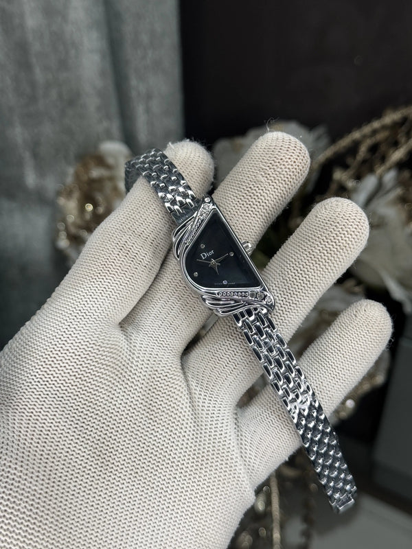 Dio r Silver Black Diamond Premium Ladies Watch