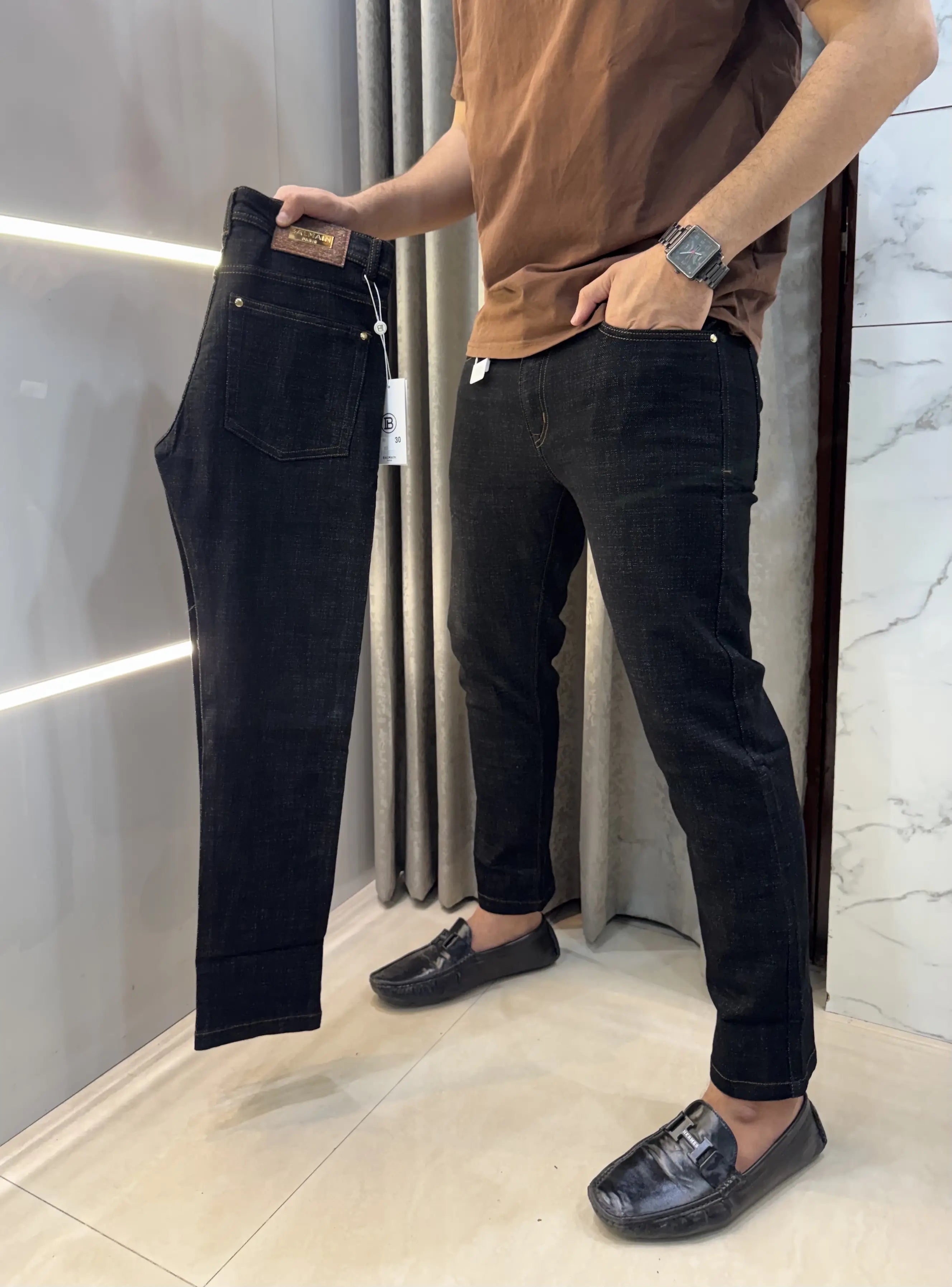Balmai n Paris Carbon Black Imported Hyperfle_X Denim Main image