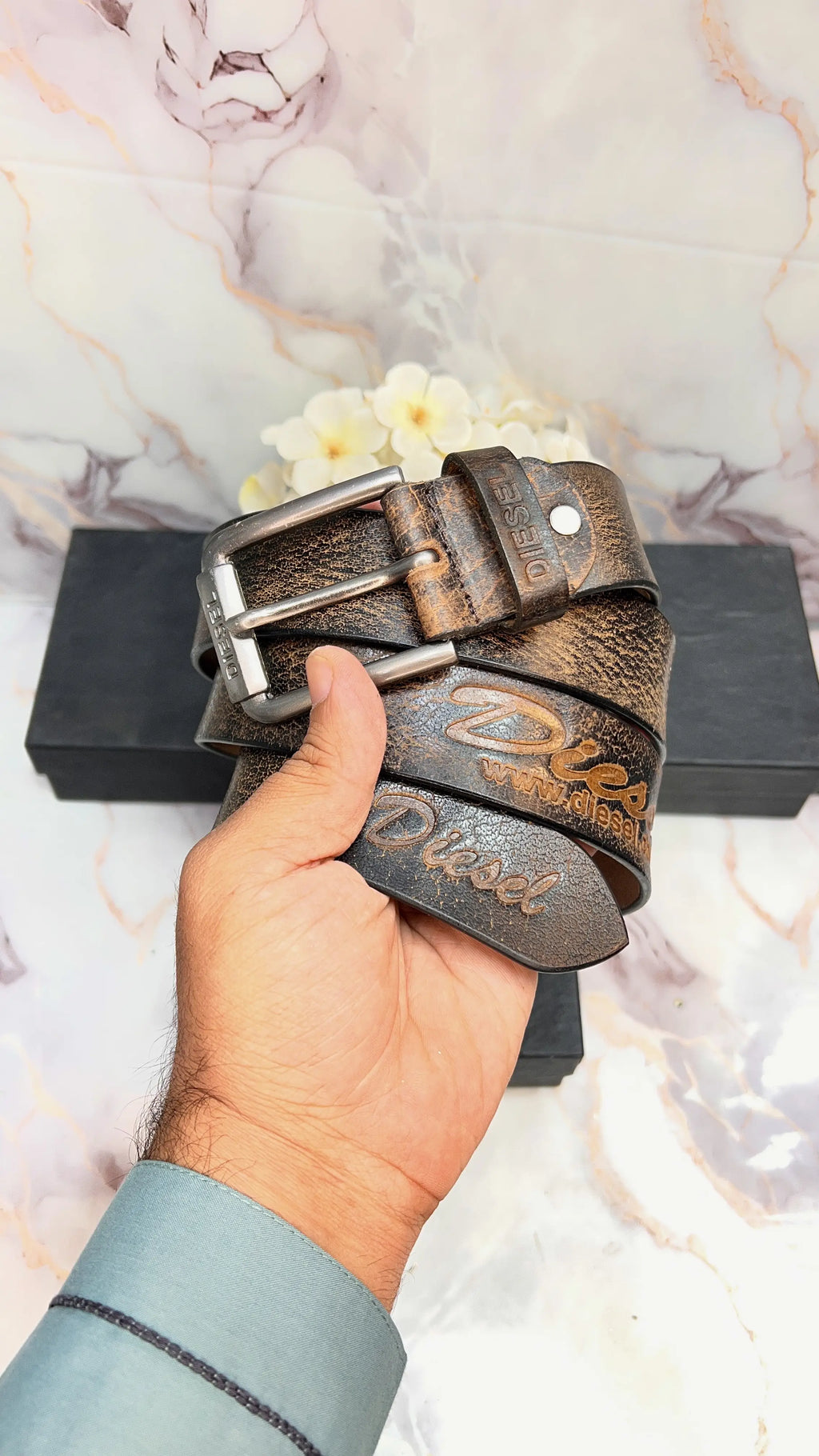 DIESEL PREMIUM QUALITY IMPORTED LEATHER BELT WITH BOX