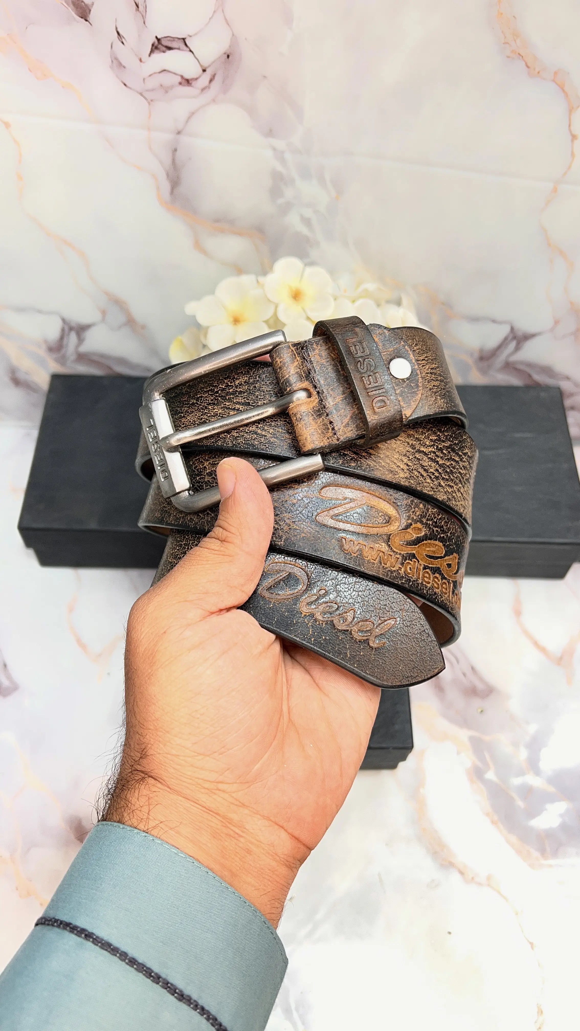 DIESEL PREMIUM QUALITY IMPORTED LEATHER BELT WITH BOX