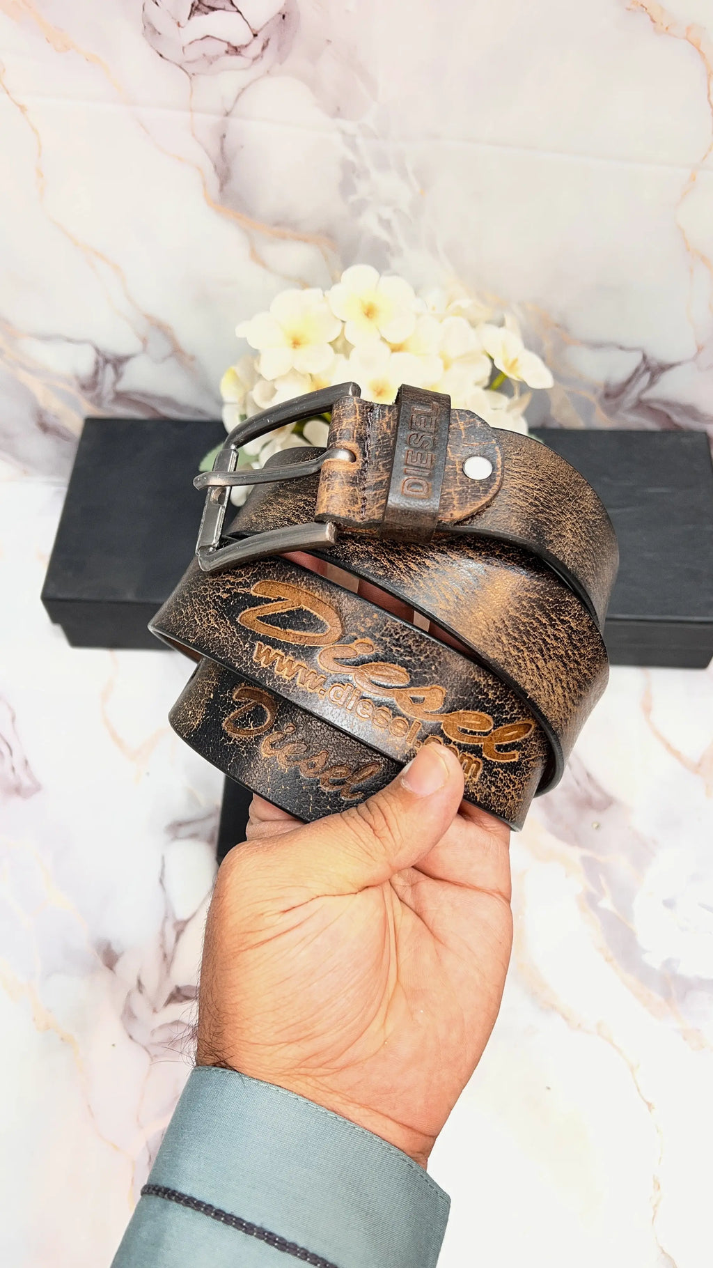 DIESEL PREMIUM QUALITY IMPORTED LEATHER BELT WITH BOX
