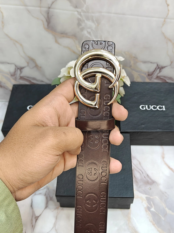 GUCCI PREMIUM QUALITY IMP LEATHER EMBOSSED BELT WITH OG BOX GG-221