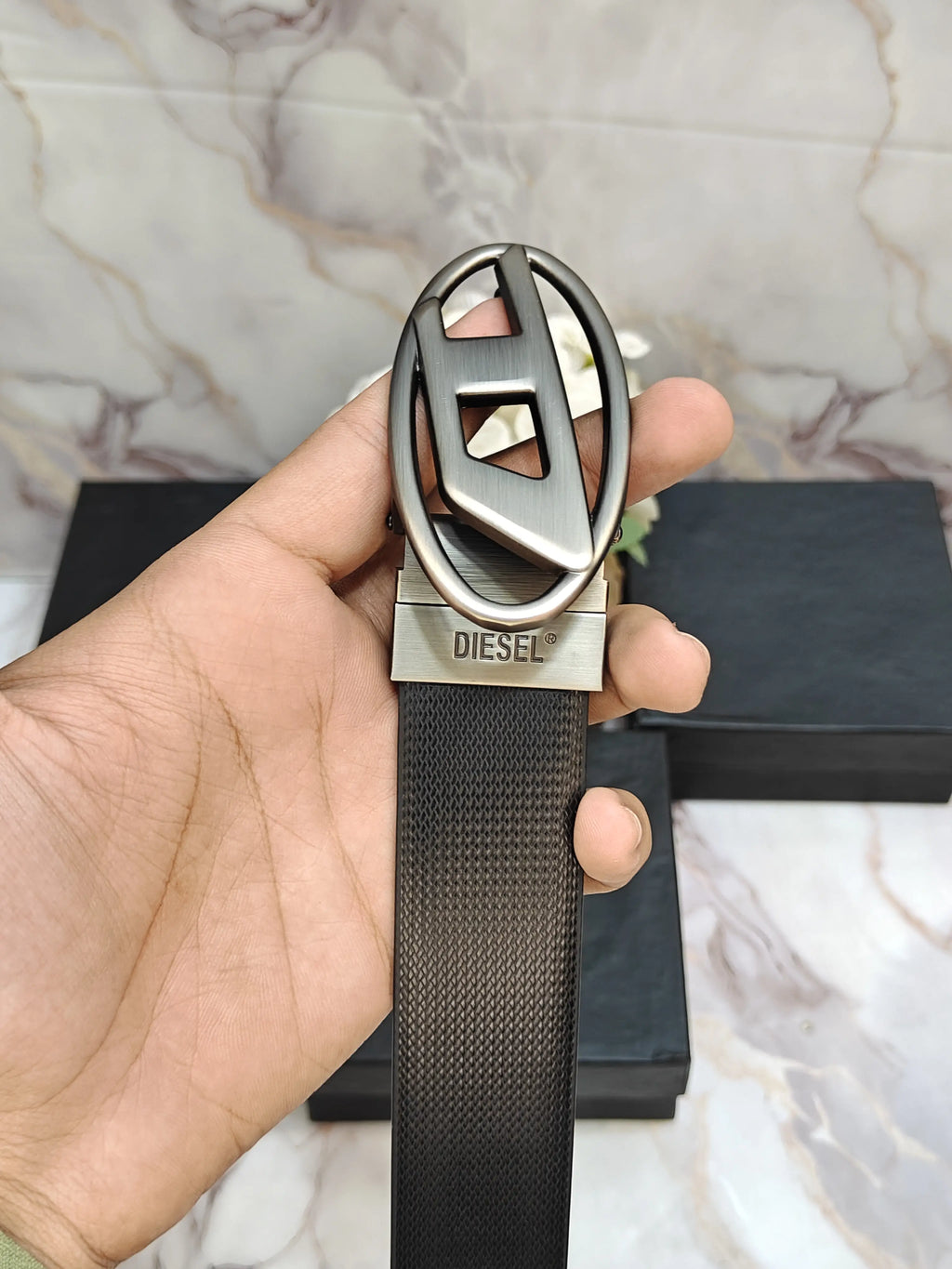 DIESEL PREMIUM QUALITY REVERSEABLE BELT WITH OG BOX D-101