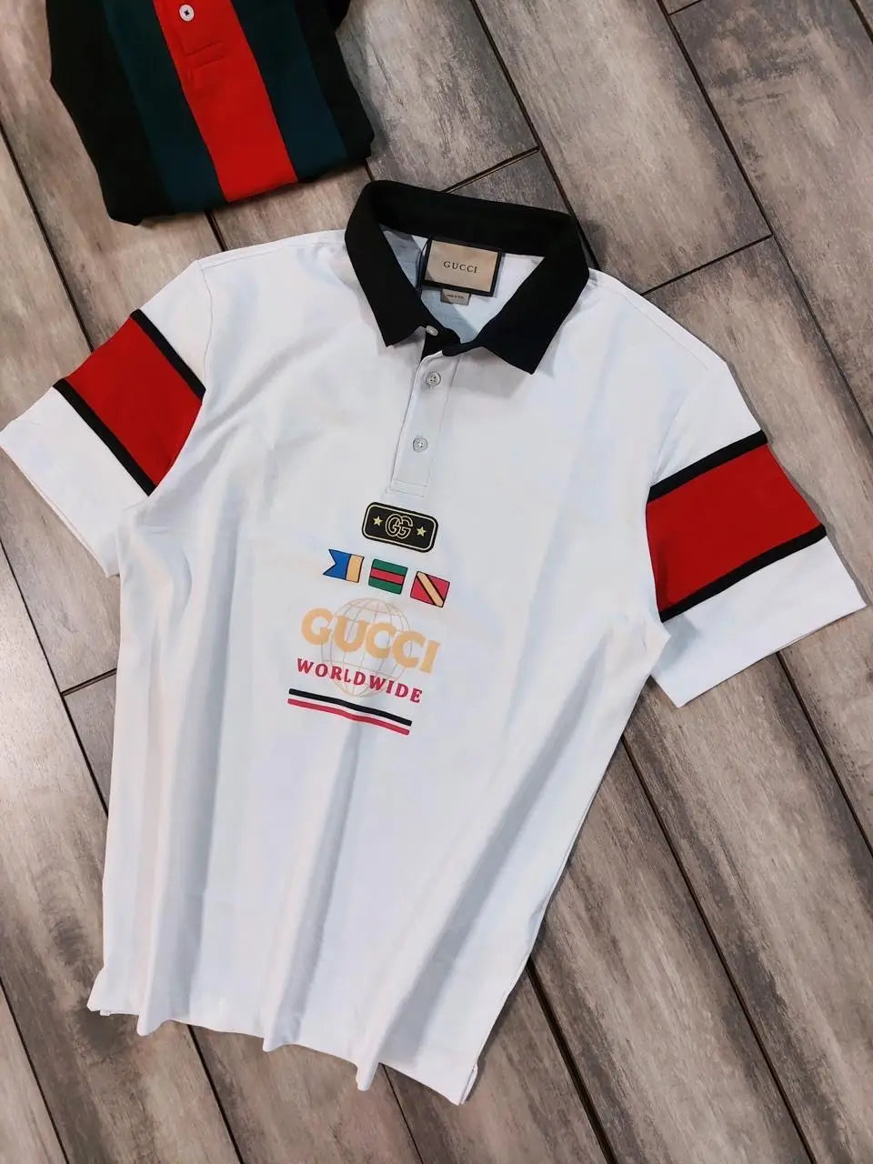 Gucc i White Logo Work Imported Polo T-Shirt Secondary image
