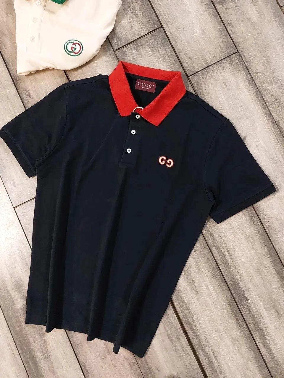 Gucc i Navy Blue Logo Work Imported Polo T-Shirt Secondary image