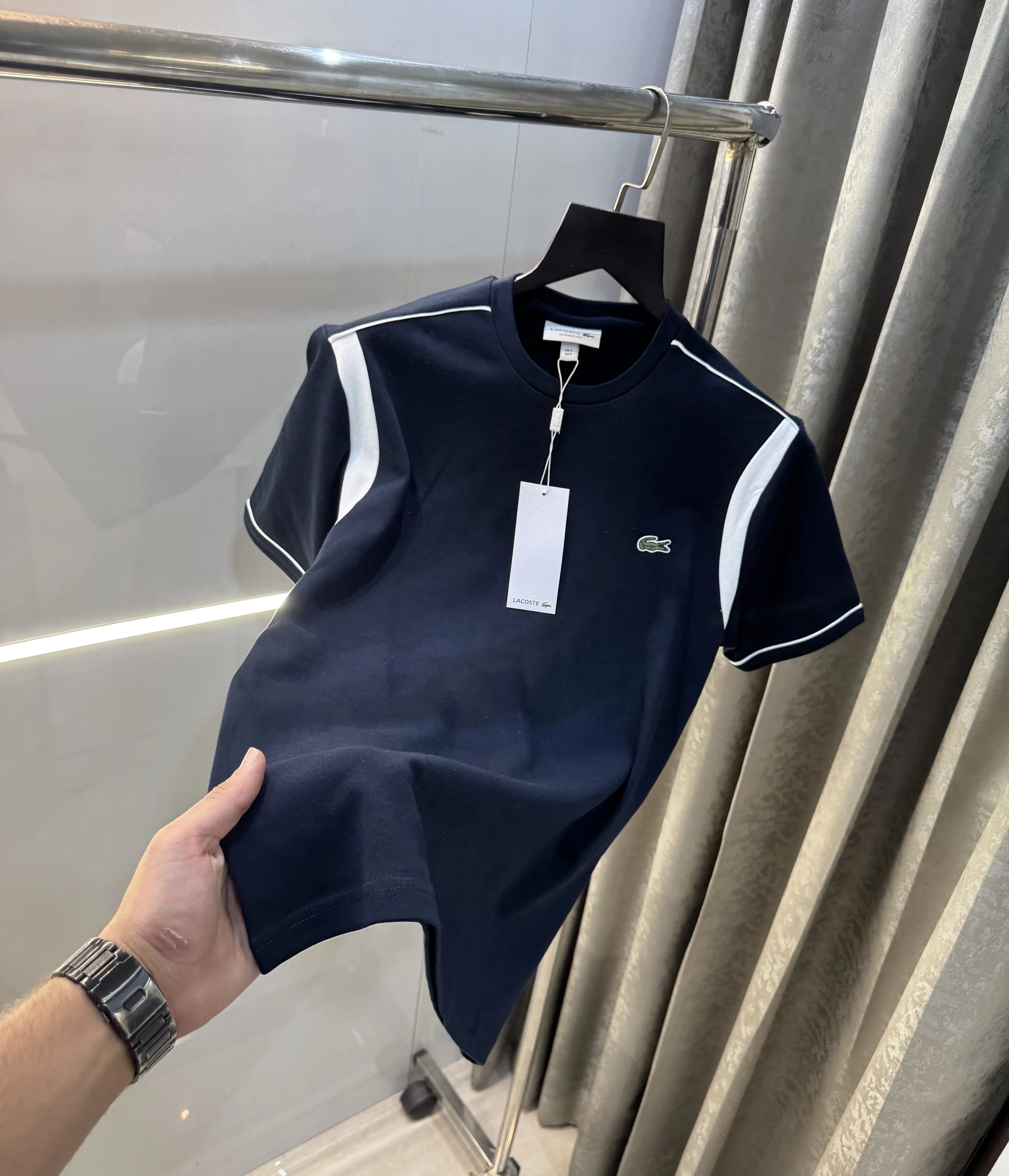 Lacost e Navy Blue Logo Work Premium Classic T-Shirt