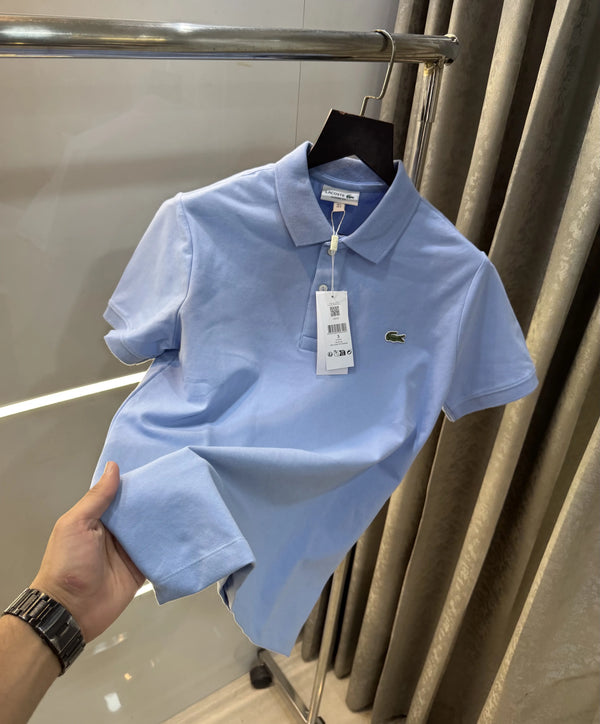 Lacost e Sky Blue Embroidery Logo Premium Polo T-Shirt