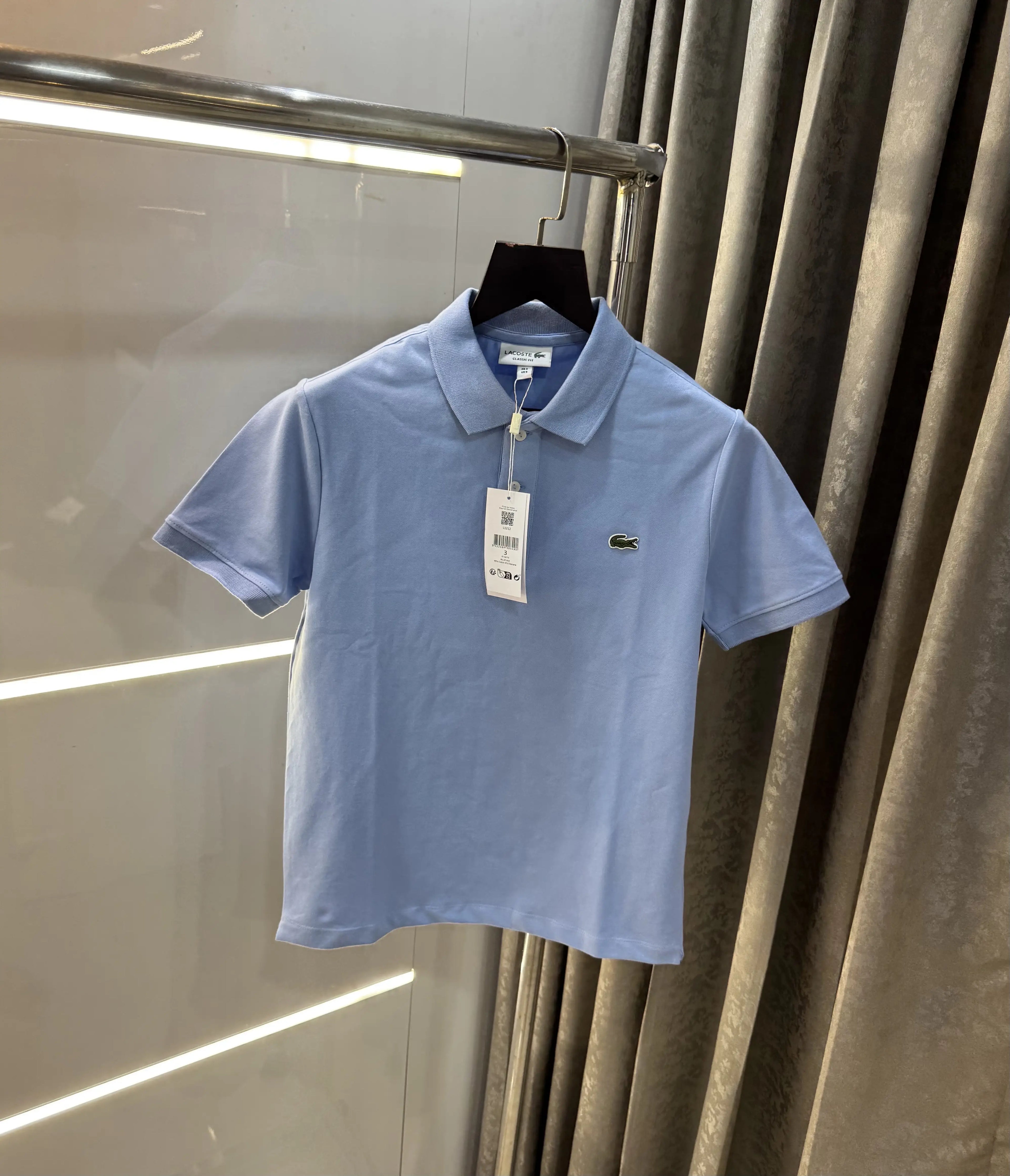Lacost e Sky Blue Embroidery Logo Premium Polo T-Shirt