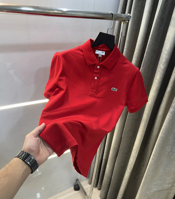 Lacost e Red Embroidery Logo Premium Polo T-Shirt