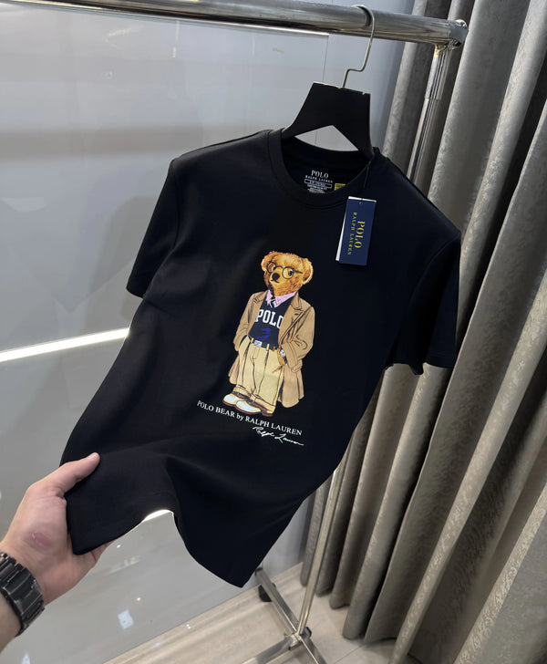Ralp.h  Laure n Black Teddy Logo Premium T-Shirt