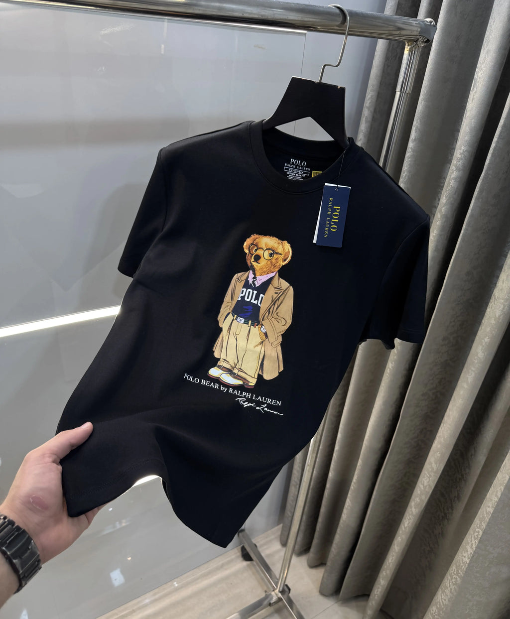 Ralp.h  Laure n Black Teddy Logo Premium T-Shirt