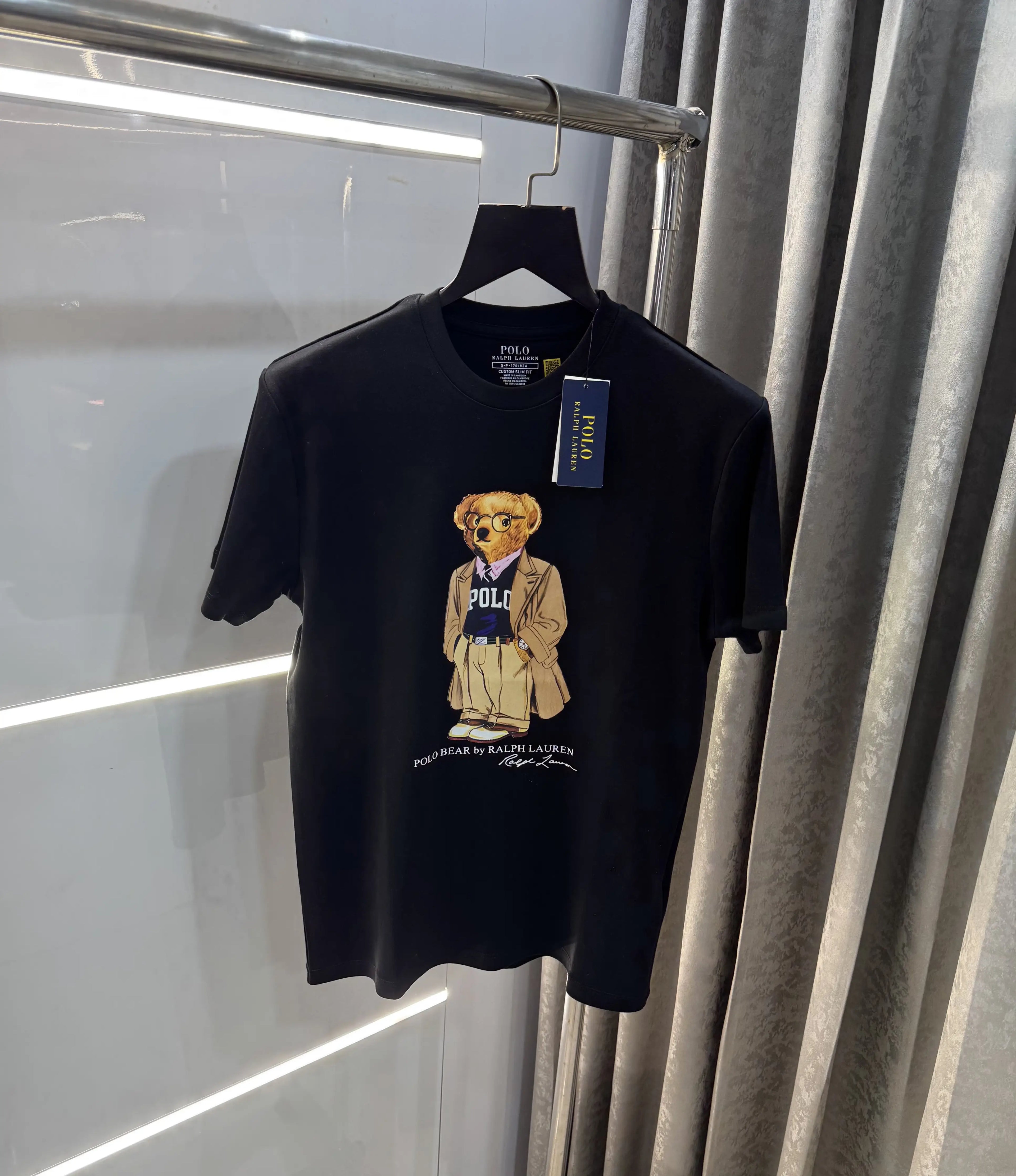 Ralp.h  Laure n Black Teddy Logo Premium T-Shirt