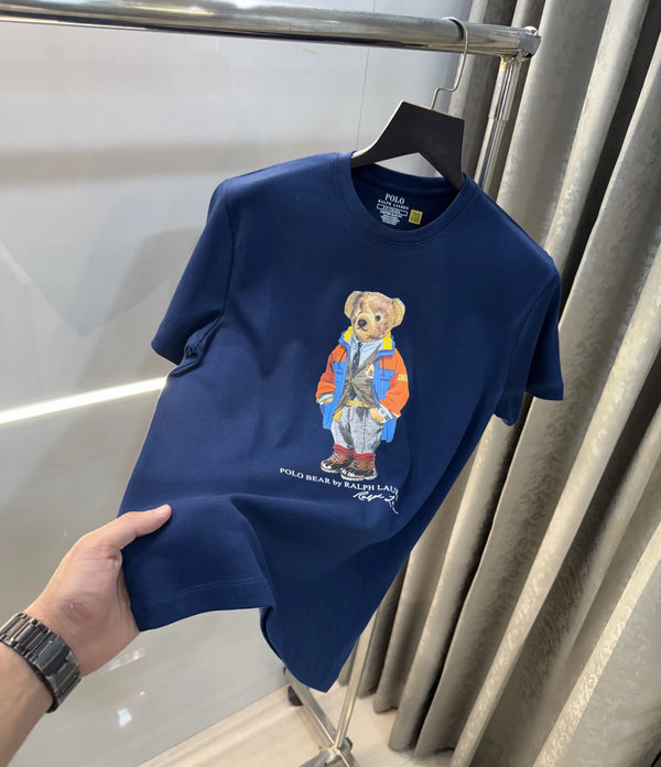 Ralp.h  Laure n Navy Blue Teddy Logo Premium T-Shirt