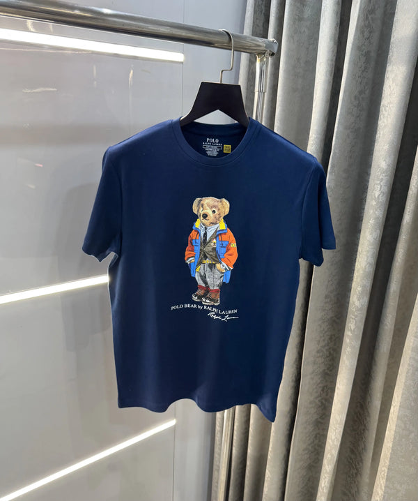 Ralp.h  Laure n Navy Blue Teddy Logo Premium T-Shirt