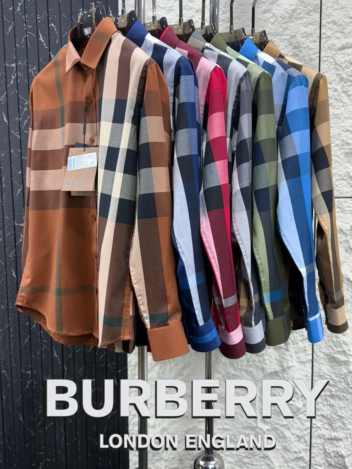 Burberr y 1 Dark Brown Checks Premium Shirt With Original Box Packing Main image