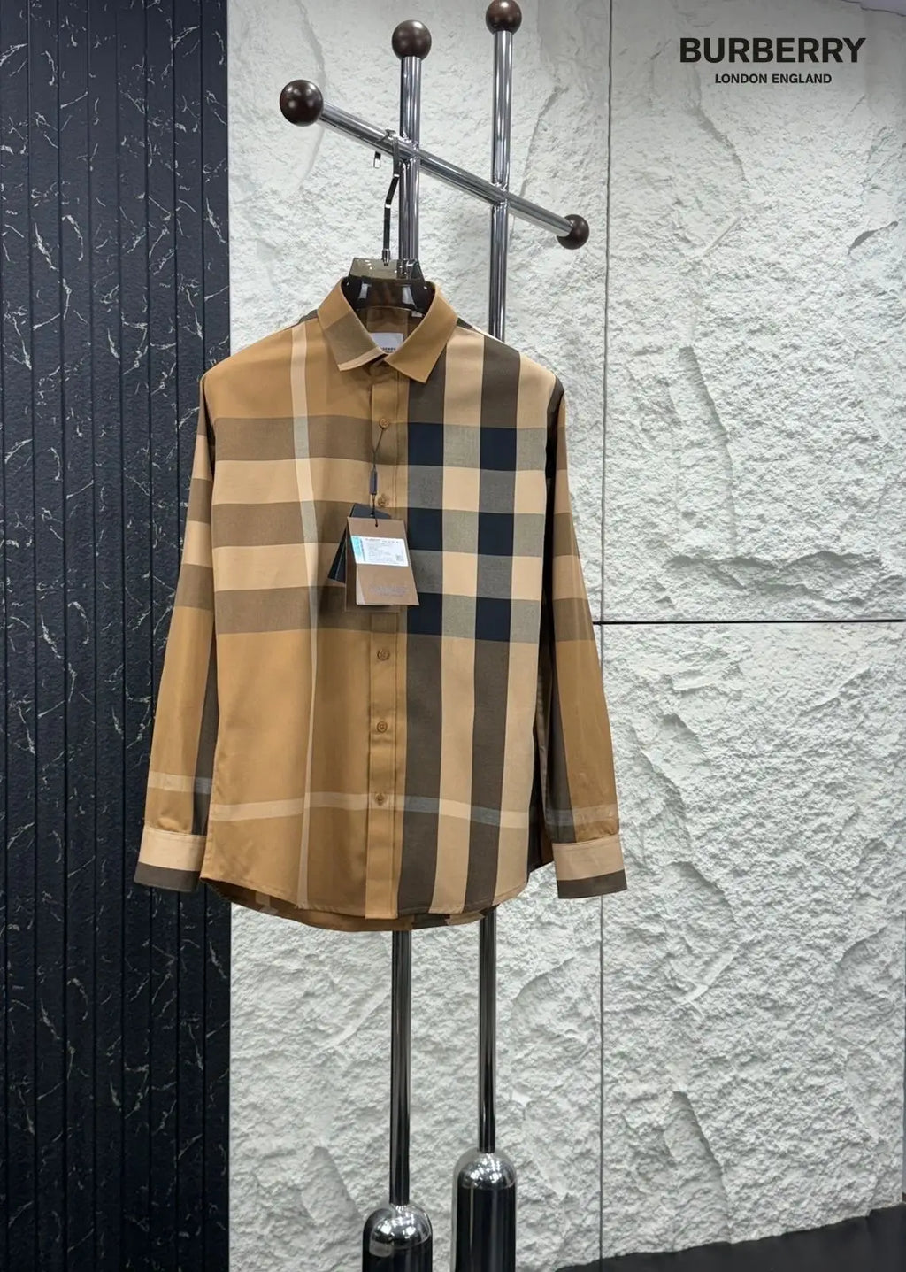 Burberr y 3 Beige Checks Premium Shirt With Original Bo_X Packing