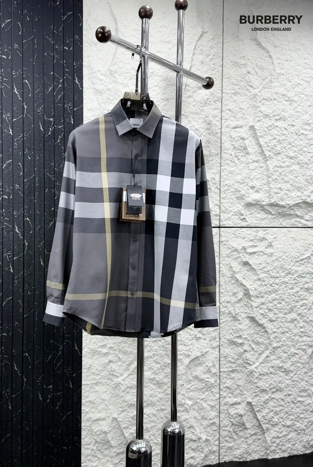 Burberr y 4 Grey Checks Premium Shirt With Original Bo_X Packing