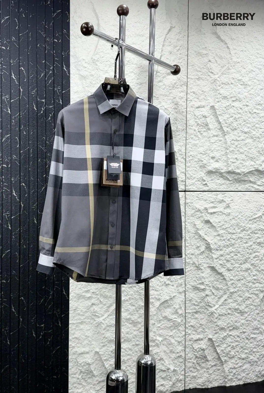 Burberr y 4 Grey Checks Premium Shirt With Original Bo_X Packing Main image