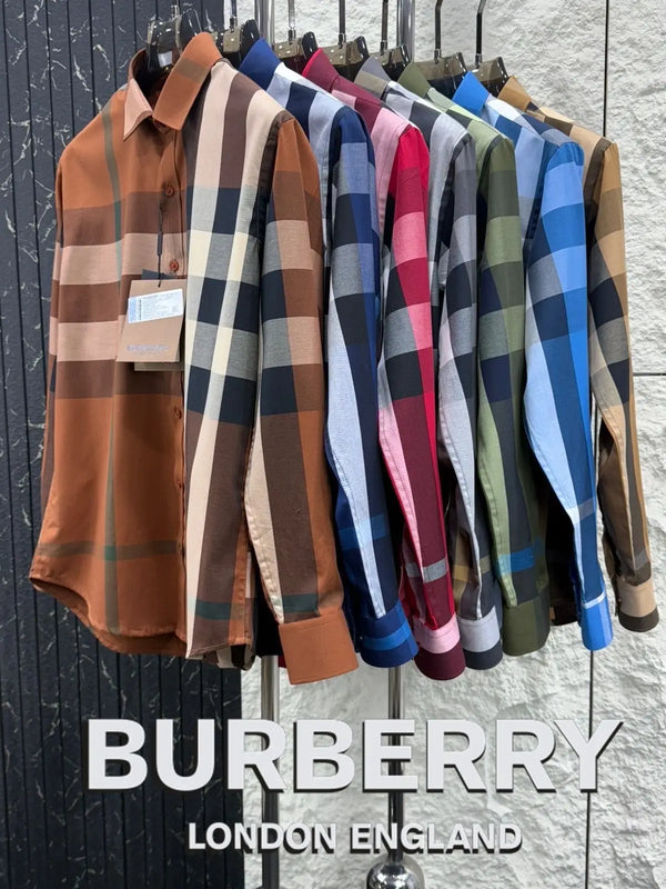 Burberr y 4 Grey Checks Premium Shirt With Original Bo_X Packing