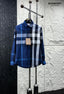 Burberr y 5 Navy Blue Checks Premium Shirt With Original Bo_X Packing