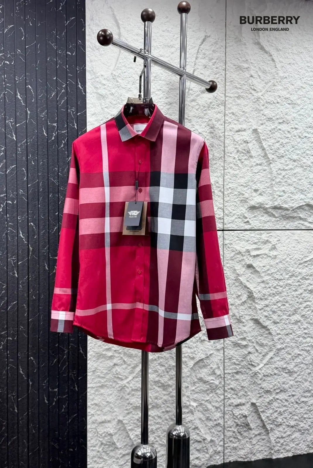 Burberr y 6 Red Checks Premium Shirt With Original Bo_-x Packing Secondary image
