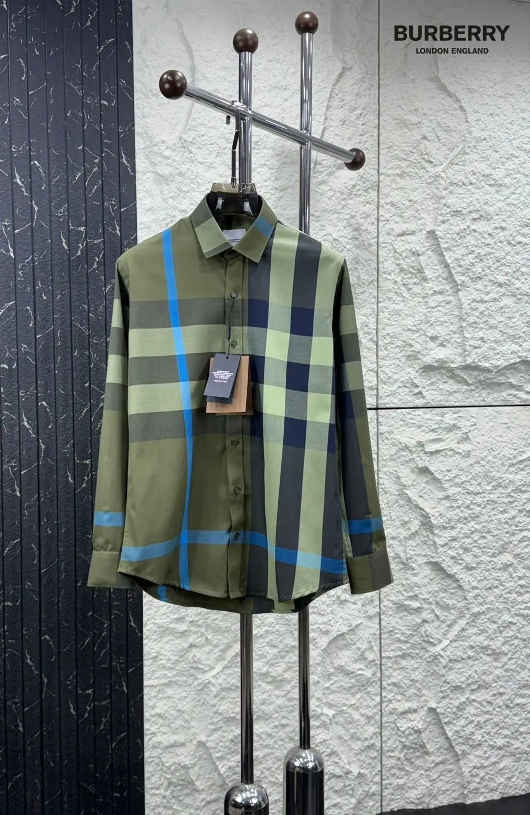 Burberr y 7 Green Checks Premium Shirt With Original Bo_x Packing Main image