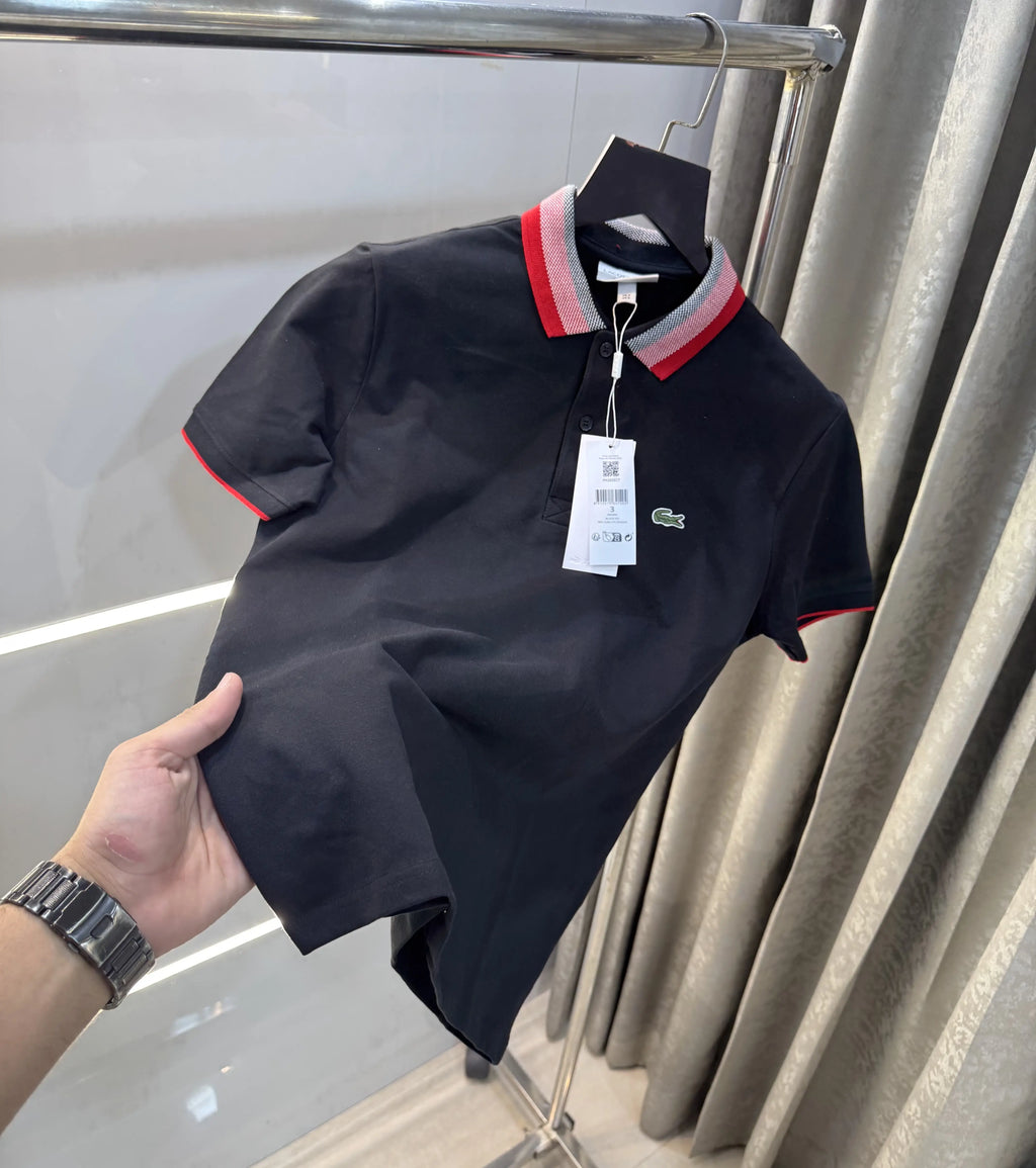 Lacost e Black Embroidery Logo Premium Polo T-Shirt