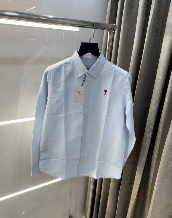 Ami Paris Sky Blue Embroidry Logo Premium Shirt