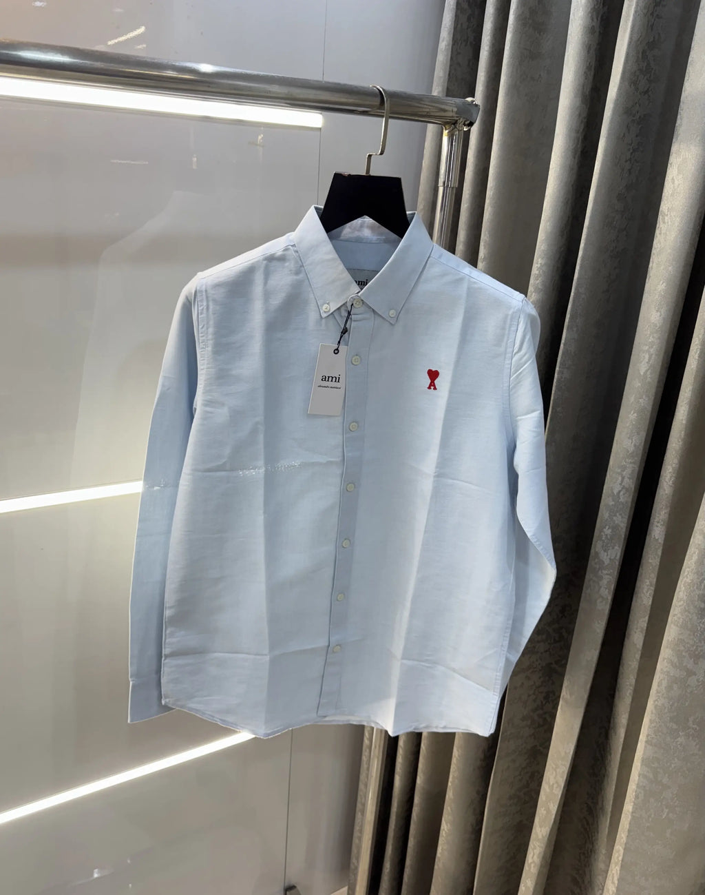 Ami Paris Sky Blue Embroidry Logo Premium Shirt
