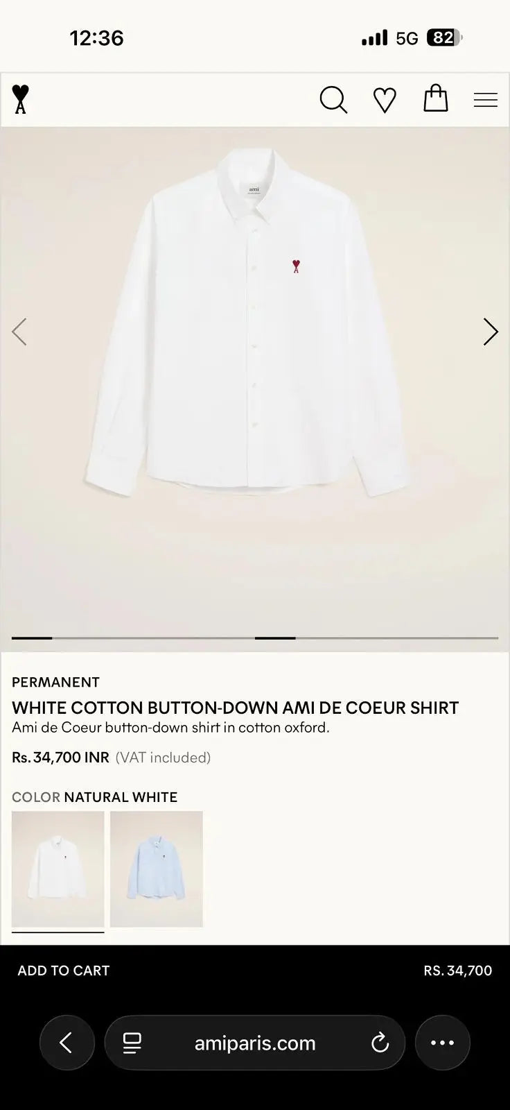 Ami Paris White Embroidry Logo Premium Shirt