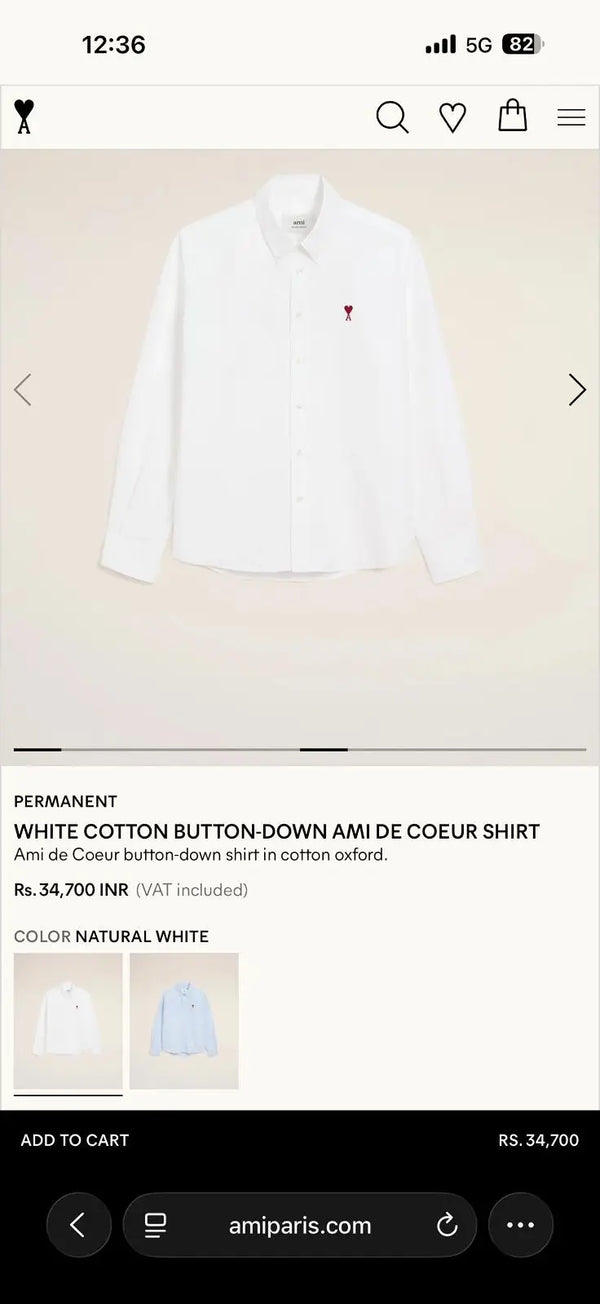 Ami Paris White Embroidry Logo Premium Shirt