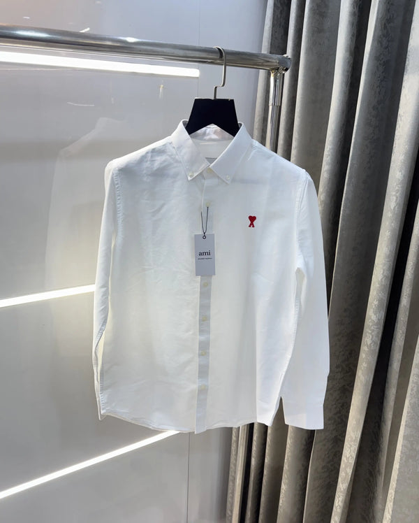 Ami Paris White Embroidry Logo Premium Shirt
