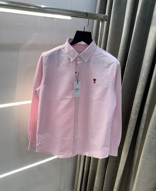 Ami Paris Pink Embroidry Logo Premium Shirt