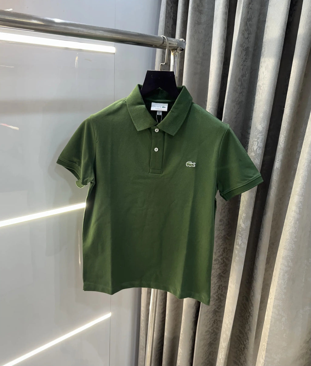 Lacost e Green Embroidery Logo Premium Polo T-Shirt
