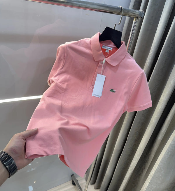 Lacost e Pink Embroidery Logo Premium Polo T-Shirt