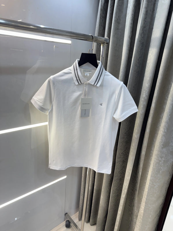 Calvin  Klein WhiteEmbroidery Logo Premium Polo T-Shirt