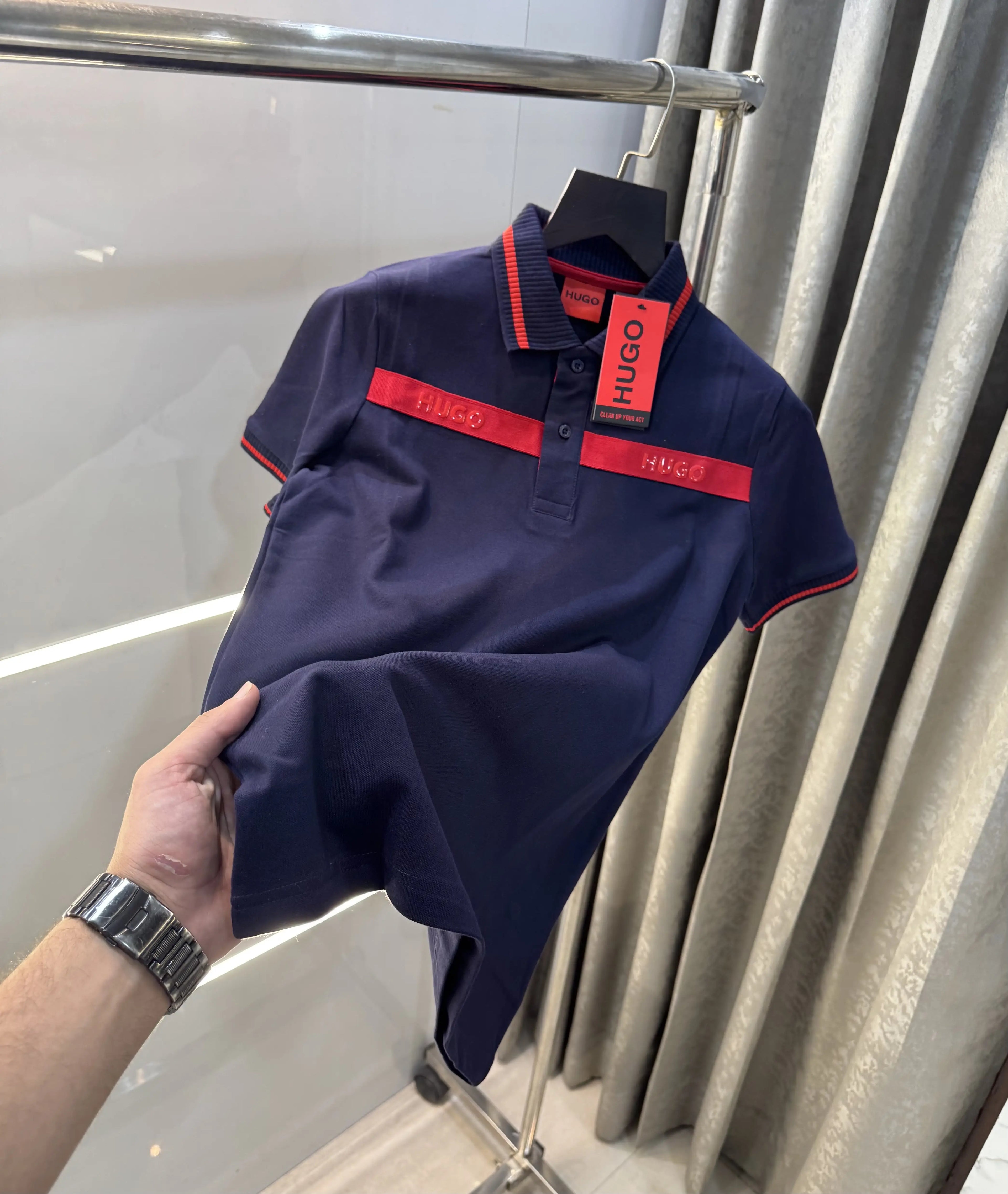 Hugo  Boss Navy Blue Logo Work Premium Polo T-Shirt