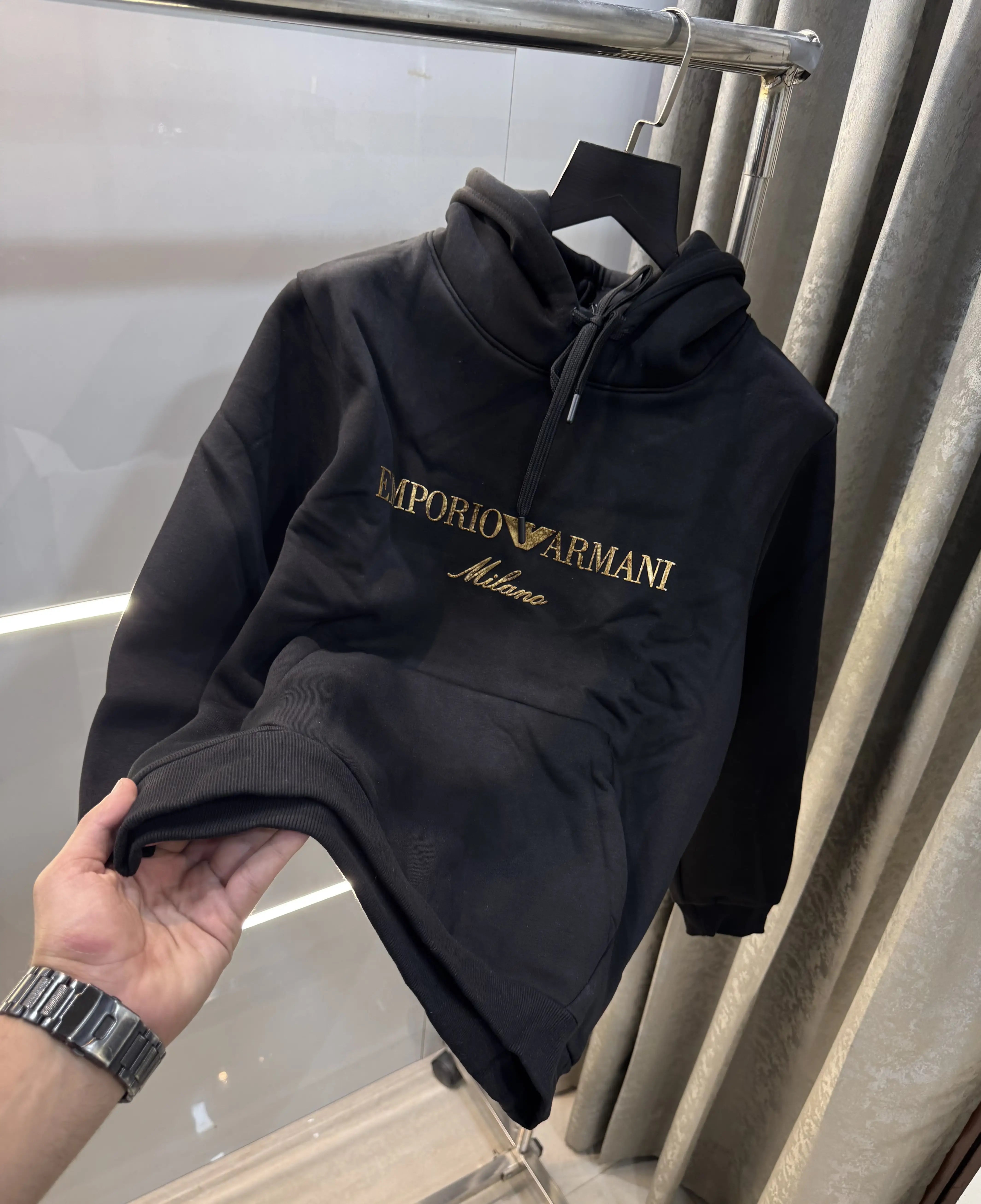 Emporio  Armani Black Logo Work Imported Hoodie Secondary image