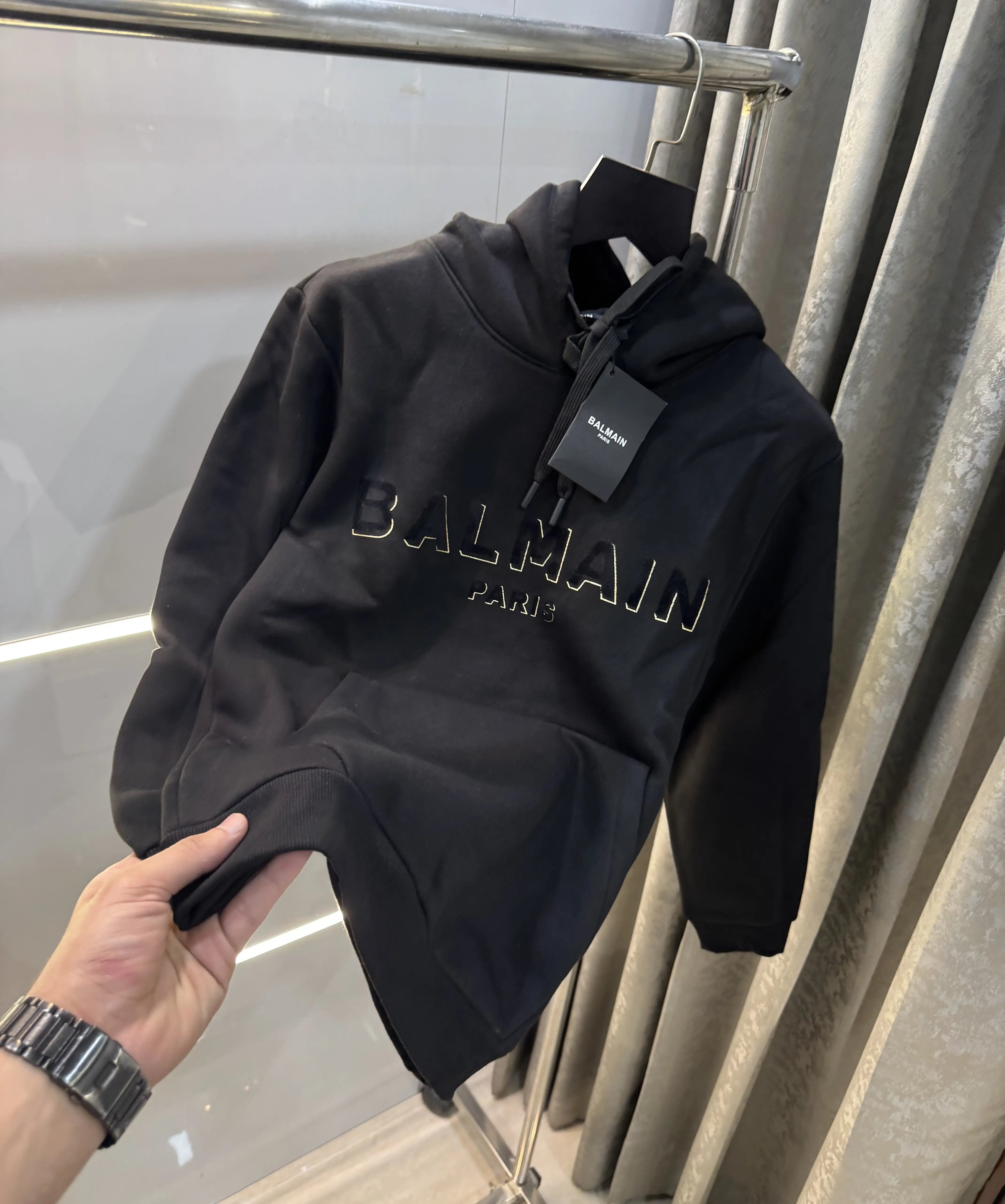 Balmai n Paris Black Logo Work Imported Hoodie Secondary image
