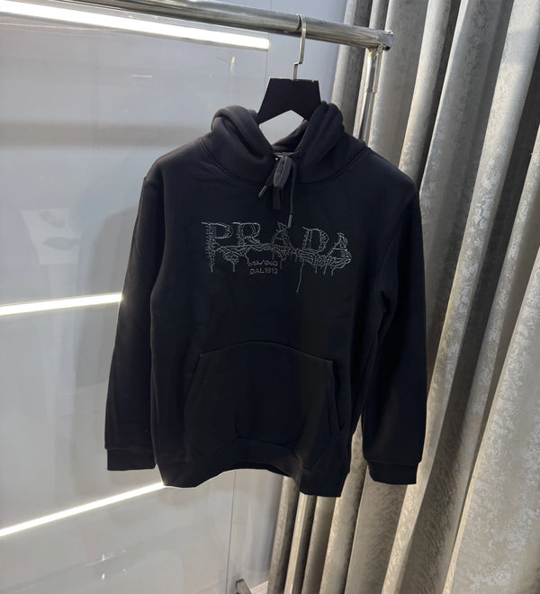 Prad a Milano Black Logo Work Imported Hoodie