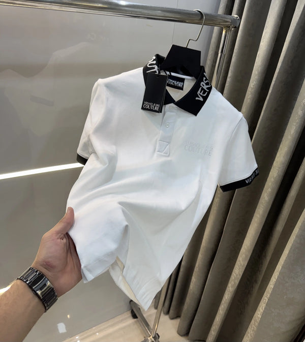 Versace Couture White Logo Work Imported Polo T-Shirt