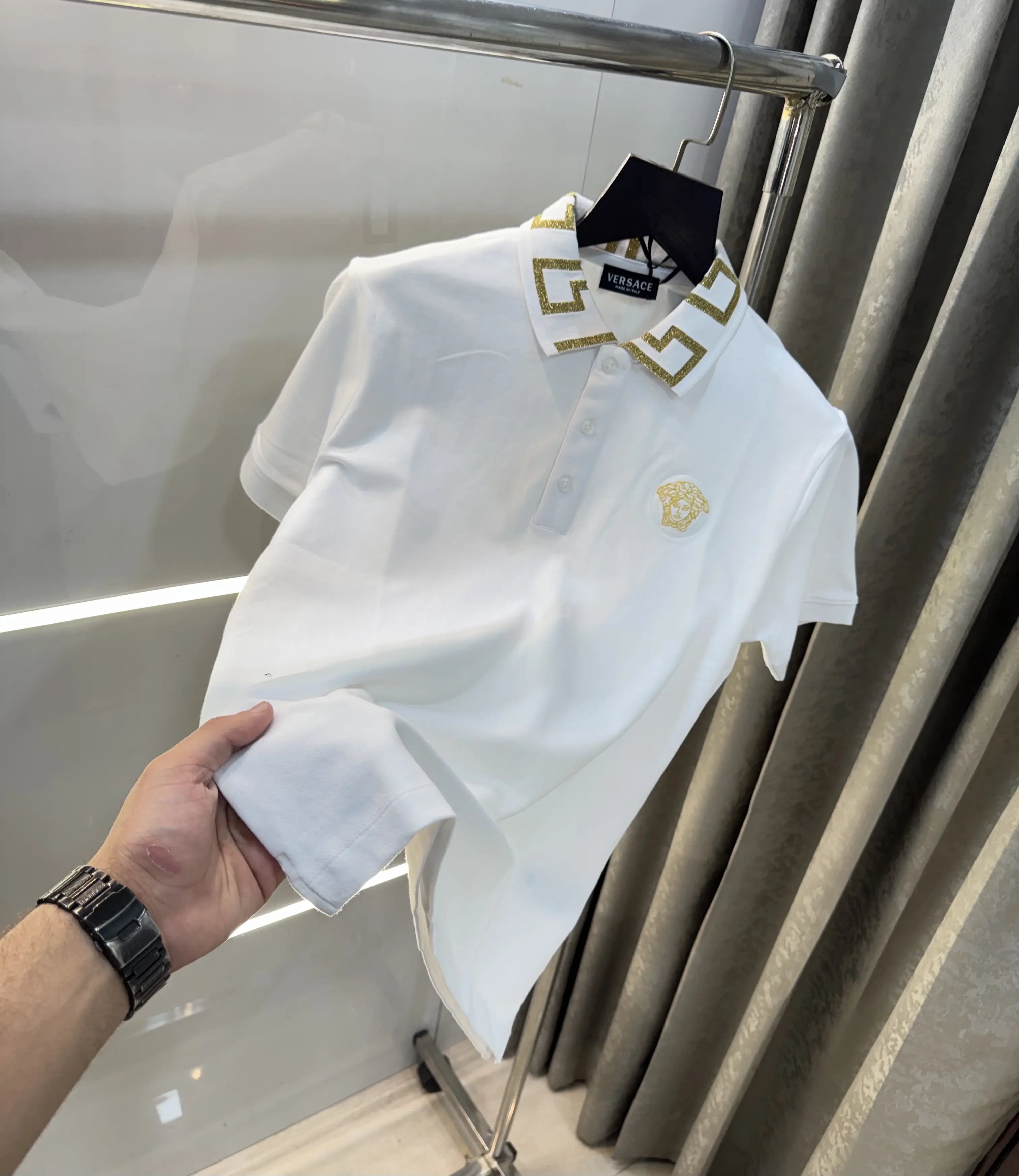 Versace Couture White Collar Logo Imported Polo T-Shirt