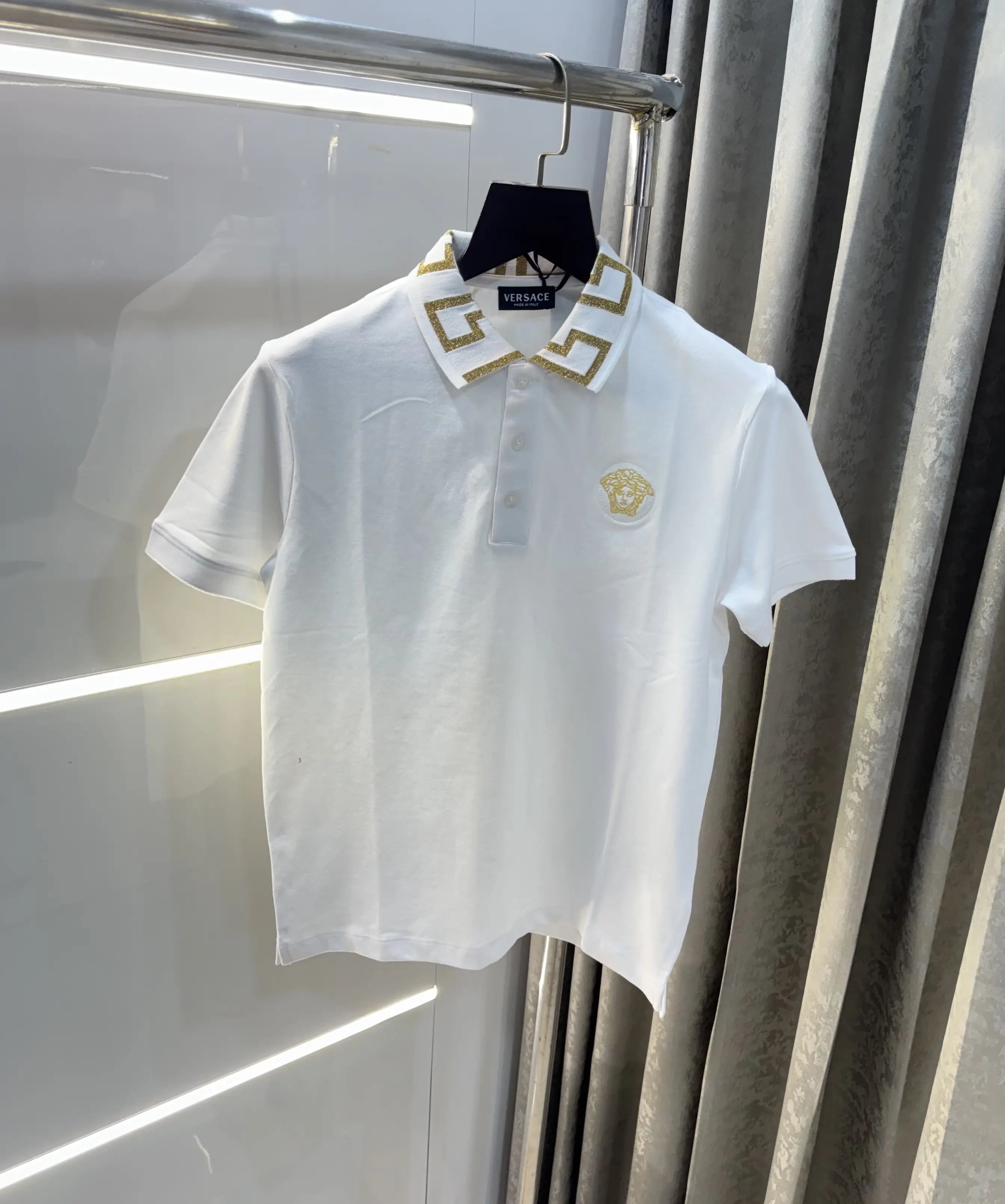 Versace Couture White Collar Logo Imported Polo T-Shirt